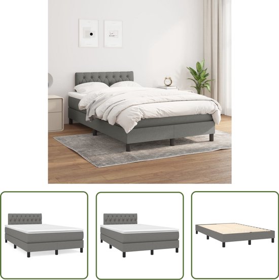 Sommier tapissier vidaXL avec matelas 120 x 200 cm gris foncé - Lit à sommier tapissier - Lit double - Confort de couchage - Matras