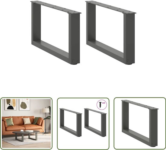 Pieds de table basse vidaXL - En U - Lot de 2 - Acier - Pieds de table basse anthracite - Meubles industriels - Pieds de table en métal - Pieds de table noirs - Base de table basse