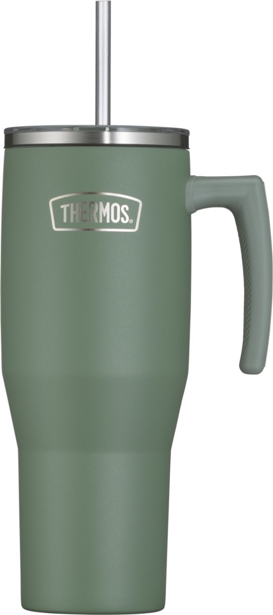 Thermos Geïsoleerde Thumbler Drinkfles met Rietje - Refreshing Serie - 1,1l - Groen
