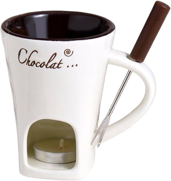 Fondue Cup, Chocoladefondue mok met vork schattige keramische