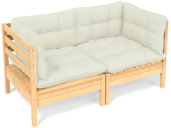 vidaXL - Tuinbank - Crème - Acaciahout - 190 cm - 2-in-1 - Met kussen