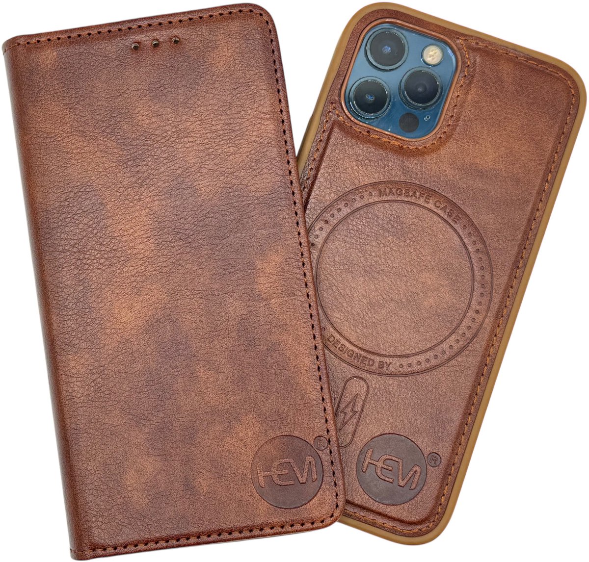 HEM Chique case geschikt voor Apple iPhone 16 Pro Max hoesje met pasjeshouder,fotovakje, magneetring & magsafe met uitneembare binnenkant Chique Brown