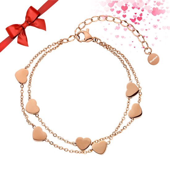 Shoplace ® - Bracelet Hartjes dames - ⌀ 20cm - Or rose