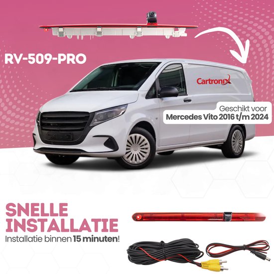 Derde remlicht achteruitrijcamera voor Mercedes Vito | 2016 t/m 2024 | Cartronix | HD Beeld & Nachtzicht | Waterproof | 170 Graden zicht — afbeelding 3