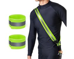 Reflecterende band voor wandelen in de nacht - Veiligheidsvest - Veilig Hardlopen Band - Sportarmbanden - 2 Stuks Reflecterende Elastieke Hardloop Band - Hardloop reflectie bandje - verkeersveilig sporten