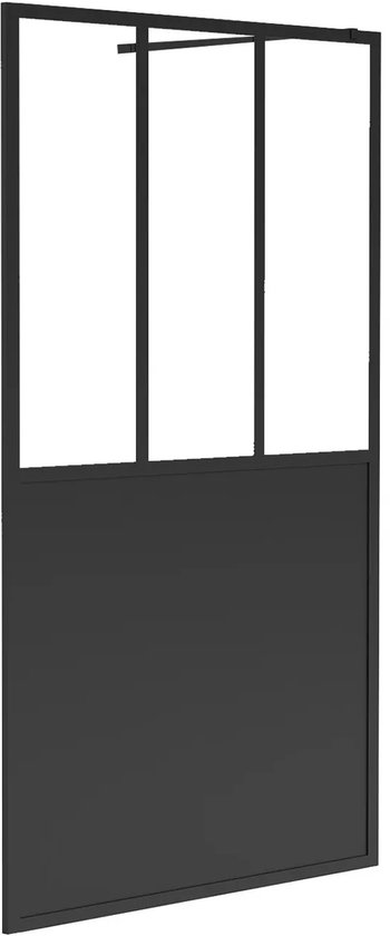 Paroi de douche pour douche à l'italienne – Noir mat – Style industriel – 100 x 200 cm – URBANIK L 100 cm x H 200 cm x P 1,9 cm