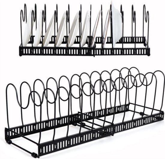 VyGrow Opknoping Pot Rack 2 Tier, Potten en Pannen Organizer Wandmontage met 20 Haken en 6 Pot Dekselhouders, Heavy Duty Stalen Pot en Pan Hanger voor Keuken Kookgerei Opslag 28,5 Lx12,2 Bx26,4