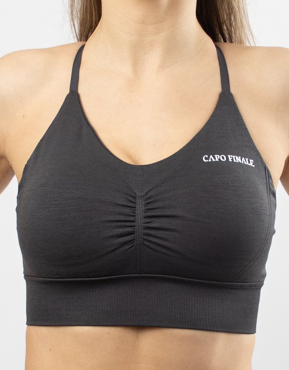 Verity Sportbra | CAPO FINALE - Sportbra's | XL | Kleur Grijs | Sportkleding | Activewear | Gymkleding | Fitnesskleding | Sportoutfit | Fitness | Hardlopen | Crossfit | Yoga | Pilates | Krachttraining