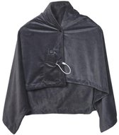 Bol.com USB Verwarmde Poncho - Warmte deken – 2-in-1 – Zachte Fleece – 3 Warmtestanden – Grijs aanbieding