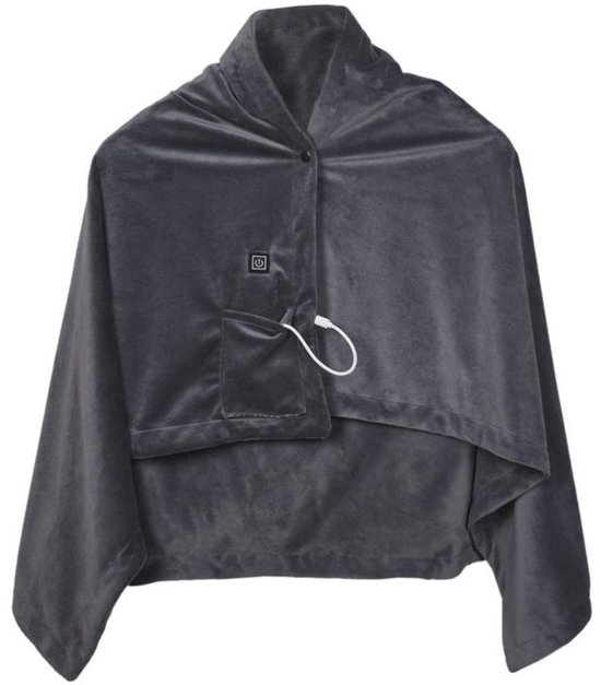 USB Verwarmde Poncho - Warmte deken - 2-in-1 - Zachte Fleece - USB - €39,95