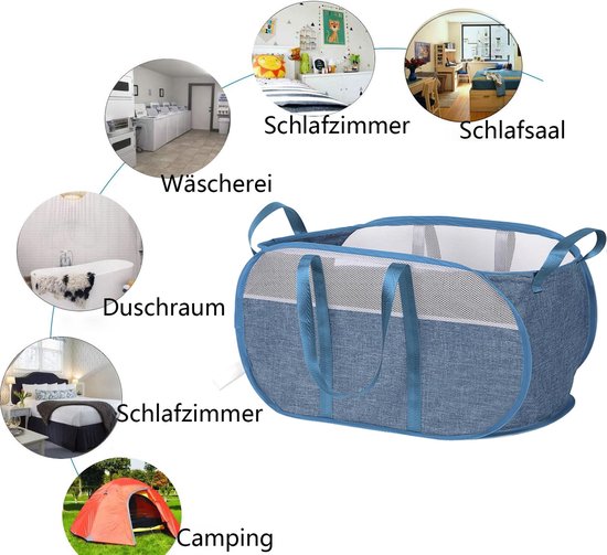 SAMMART 42L Opvouwbare wasmand van kunststof – Opvouwbare pop-up opbergcontainer/organizer – draagbare wasmand – ruimtebesparend (1, grijs/wit