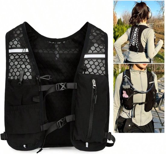 Gilet De Course, Pack D'hydratation, Sac à Dos De Trail Running Cyclisme Et Camping Ajustable Noir 36 X 21 X 2 Cm Gilet De Course, Pack D'hydratation, Sac à Dos De Trail Running Cyclisme Et Camping Ajustable Noir 36 X 21 X 2 Cm