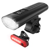 Strex Set Éclairage de vélo LED 1600 lumens - Lampe de vélo Feu avant et feu arrière - Lampe de vélo - Éclairage de vélo rechargeable USB