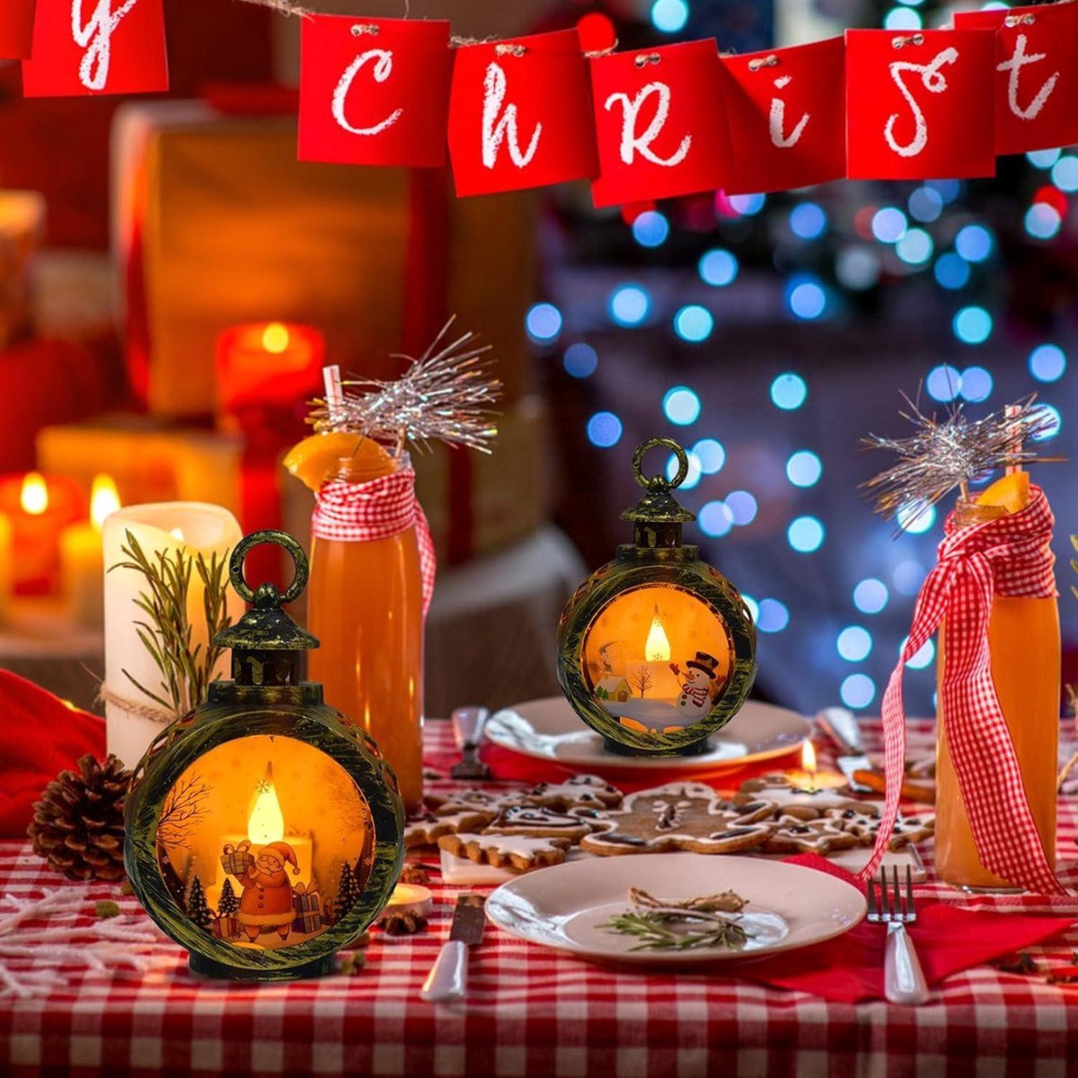 Kerstlantaarns met LED-licht voor Kerstmis en decoratie - windlicht zwart 85 x 12 cm . – foto 6
