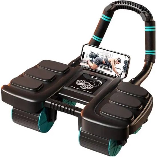 Foto: Hyper modern multifunctionele zes buikspier wiel regelaar met automatische terugloop 6 wielen uitzonderlijke stabiliteit antislip home gym fitness yoga apparatuur heup been krachttraining buik spieren 300kg gewicht dragen 3 punt ondersteuning