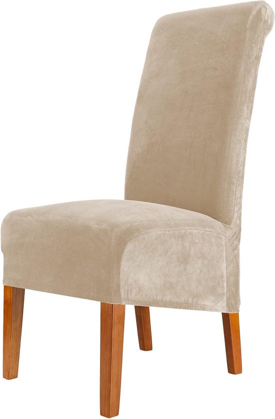 Stoelhoezen eetkamerstoelen, Fluwelen Stretch Stoelhoezen - XL Wasbare Verwijderbare Eetstoelhoezen - , Hoge Rugstoelen, Thuis, Restaurant en Hotel Decor - Luxe Kameel kleur Stoelhoezen voor een Stijlvolle Uitstraling 4 Stuks