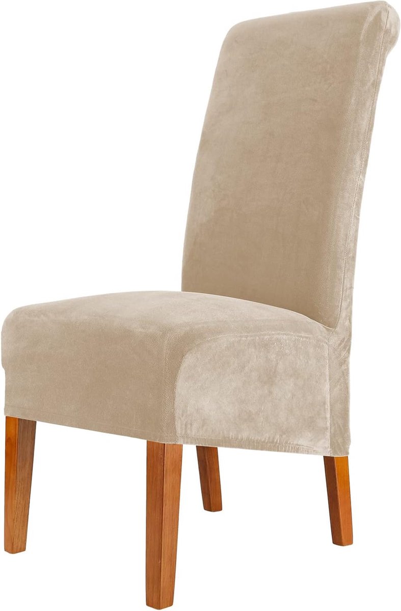 Stoelhoezen eetkamerstoelen, Fluwelen Stretch Stoelhoezen - XL Wasbare Verwijderbare Eetstoelhoezen - , Hoge Rugstoelen, Thuis, Restaurant en Hotel Decor - Luxe Kameel kleur Stoelhoezen voor een Stijlvolle Uitstraling 4 Stuks