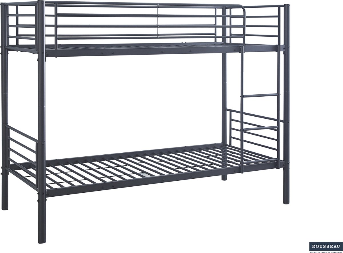 Interiax Ken Stapelbed - Grijs Metaal - 90x200 cm - Splitsbaar
