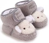 Zachte en warme sloffen - Pantoffels voor baby van Baby-Slofje - Lichtgrijs - maat 12-18 maanden - 13cm zool - kraamcadeau