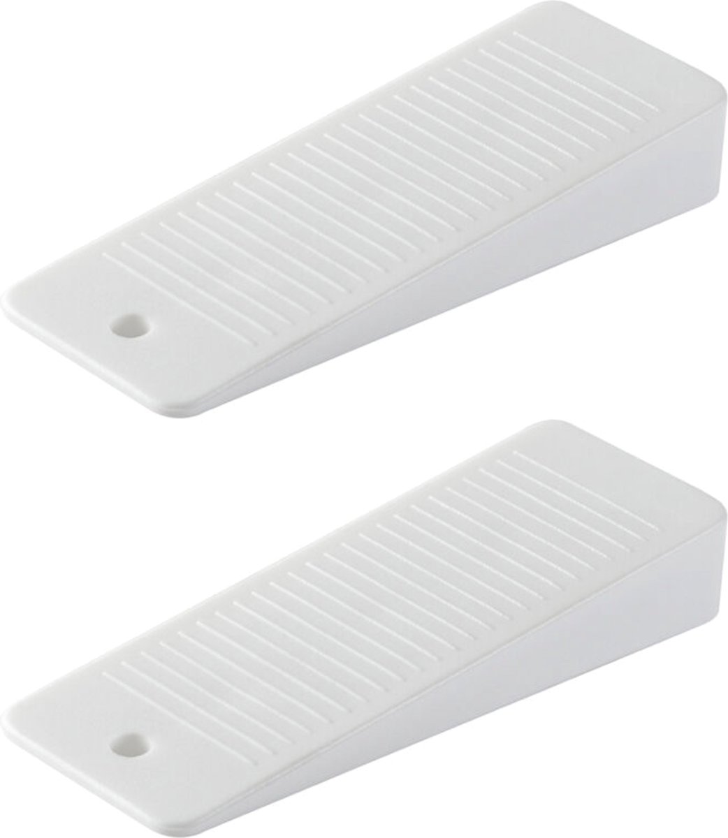 Eliot® flexibele siliconen deurstoppers - wit - 2 stuks - wig-vorm