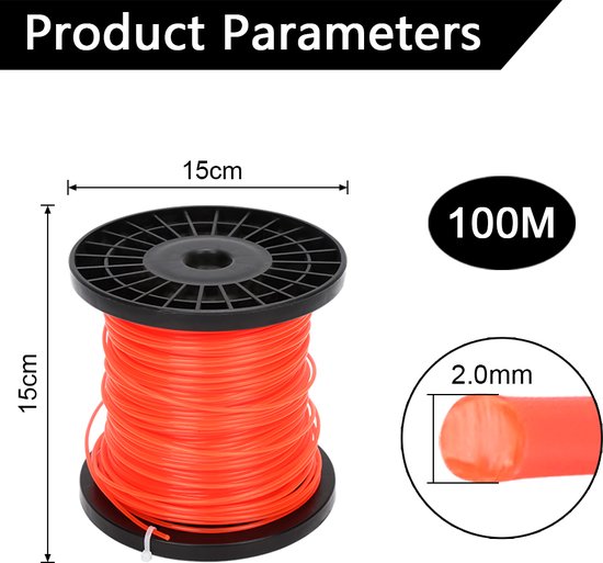 Snijdraad voor grastrimmer 2,0 mm rond nylon rol 100 m — afbeelding 4