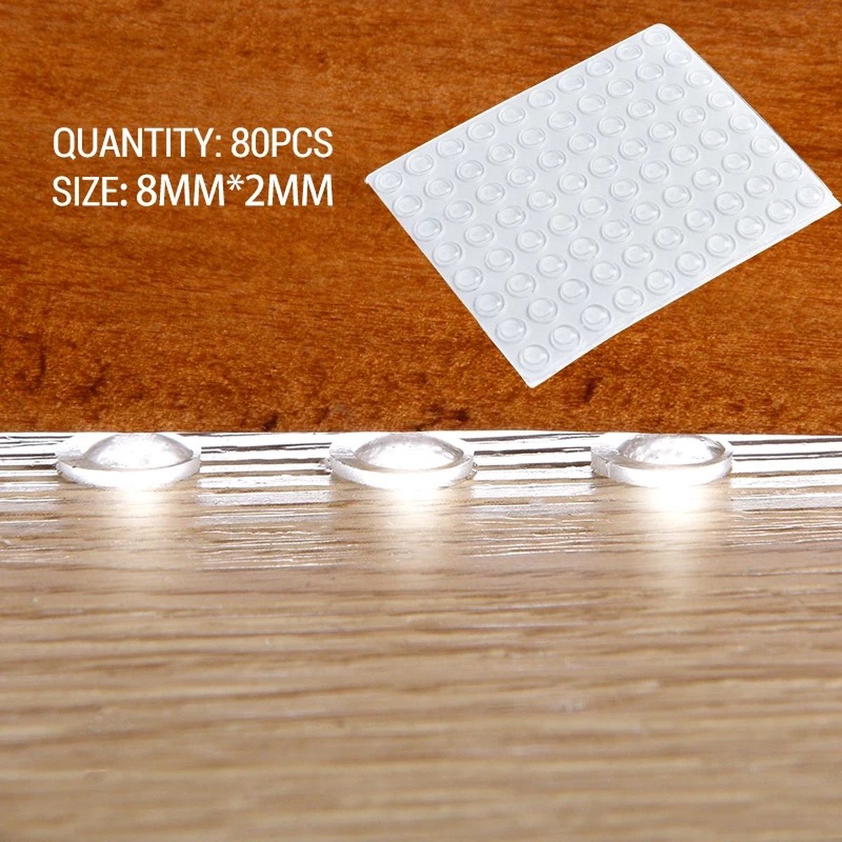 Stootdopjes 8mm x 8mm - 80 Stuks - Beschermrondjes - Transparant - 2mm dik - Bescherming voor deurklink, deurtjes & lades