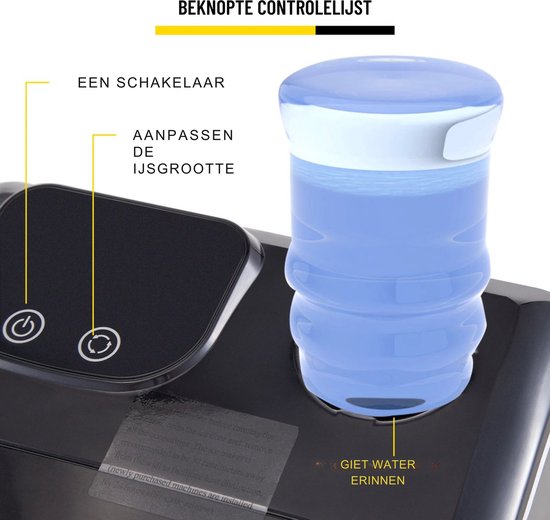 Voor Thuis - Met Schoonmaak functie - Professionele Ijsblokjesmachine - Ijsblokjesmaker - Zwart — afbeelding 4