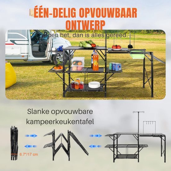 Avec évier - Cuisine de camping pliable - Table de cuisine - 9,7 KG - 126 cm x 46 cm x 81 cm