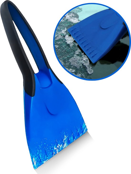 Foto: Autoramen ijskrabber soft grip rood 25 cm met anti condens doek om buiten en binnen ijsvrij te maken
