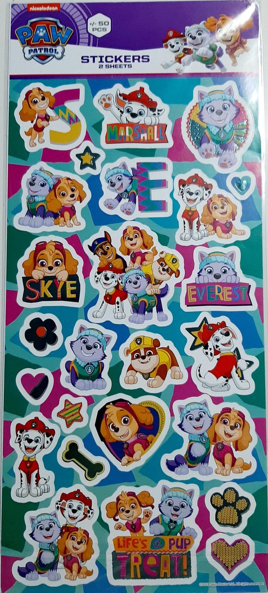 Nickolodeon Paw Patrol Pink sticker - 2x stickervel - ca. 50 stickers - puppies - puppy