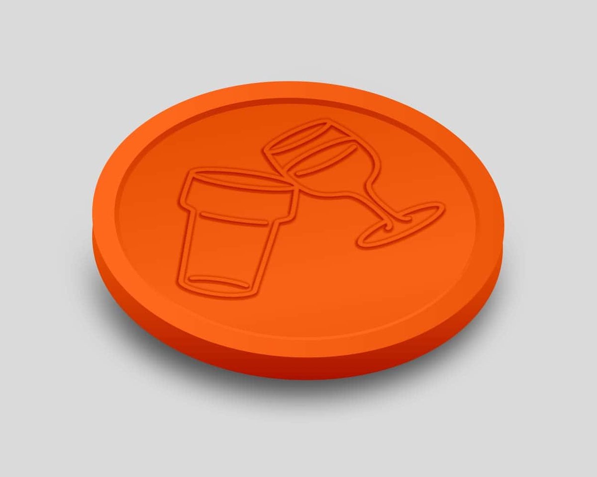 Reliëfmunten Bier en Wijn 29mm / Consumptiemunten / Betaalmunten (per 250 stuks) - ORANJE