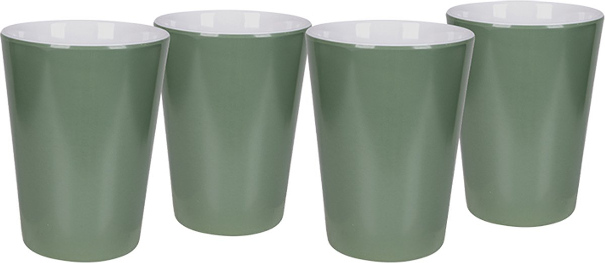 Bo-Camp - Beker - Two-Tone - Melamine - 4 Stuks - Groen