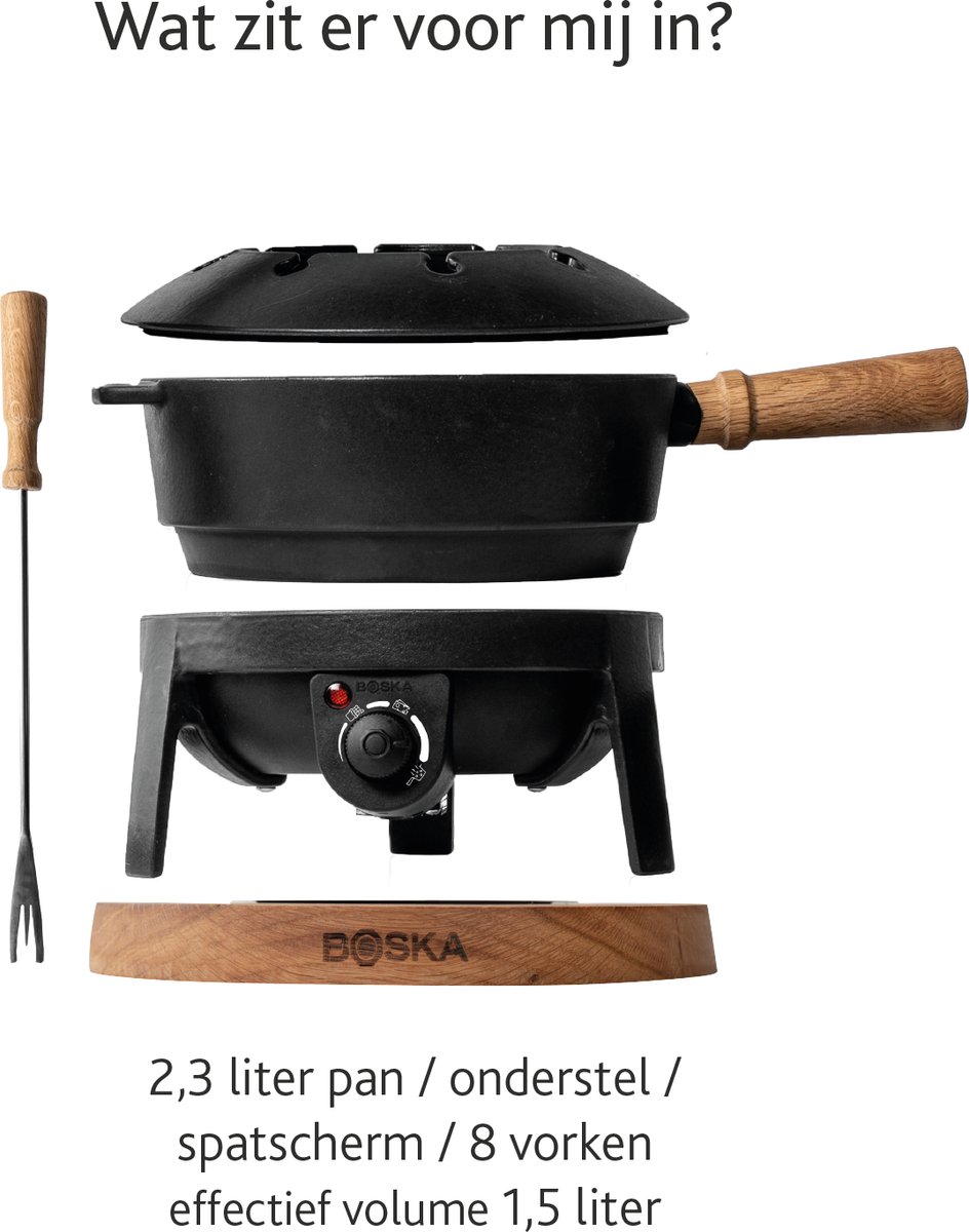 Boska Elektrische Fondueset Pro - Voor elk type fondue - 8 personen - Stijlvol gietijzer - Extra lang snoer — cadeau in Kookcadeaus - foto 2
