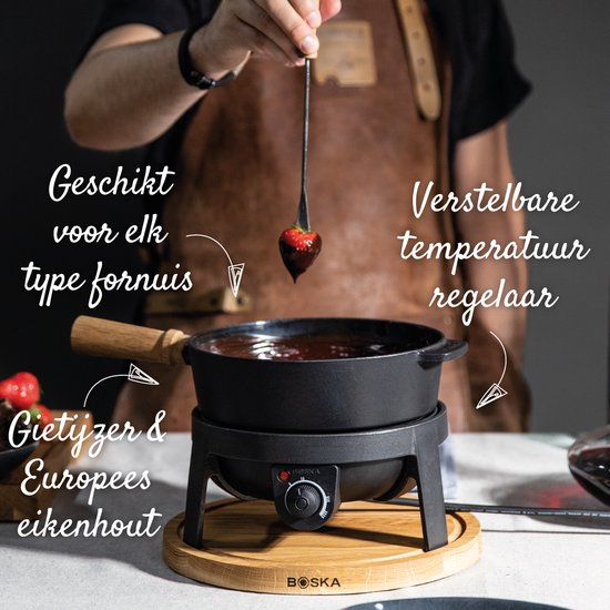 Boska Elektrische Fondueset Pro - Voor elk type fondue - 8 personen - Stijlvol gietijzer - Extra lang snoer