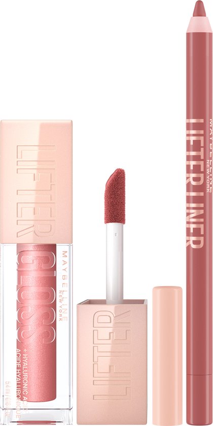 Maybelline New York - Lifter Gloss 3 Moon Glanzende Lipgloss + Lifter Liner Lipliner met Hylaronzuur 07 Big Lift