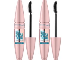 Maybelline New York - Lash Sensational Mascara - Very Black Waterproof - Zwarte Waterproof Volume Mascara - 2x 9,5 ml