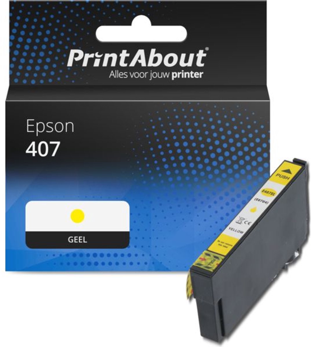 PrintAbout Huismerk Epson 407 (C13T07U440) Inktcartridge Geel