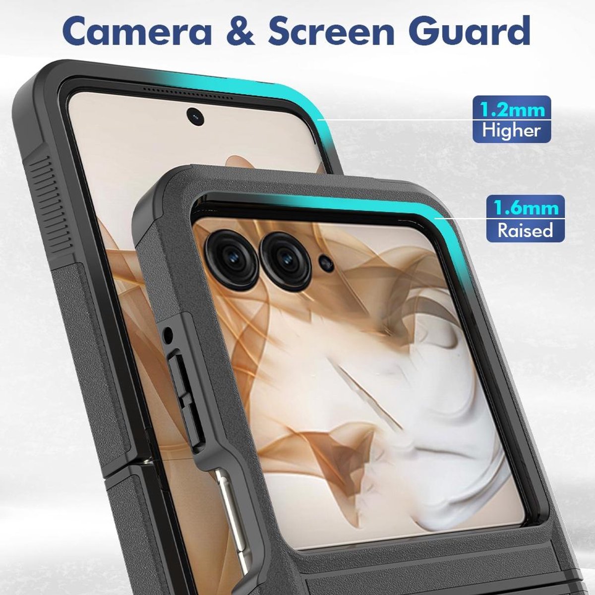 Mobigear Hoesje geschikt voor Motorola Razr 50 Telefoonhoesje Hardcase | Mobigear Heavy Armor Backcover Shockproof | Schokbestendig Razr 50 Telefoonhoesje | Anti Shock Proof - Zwart