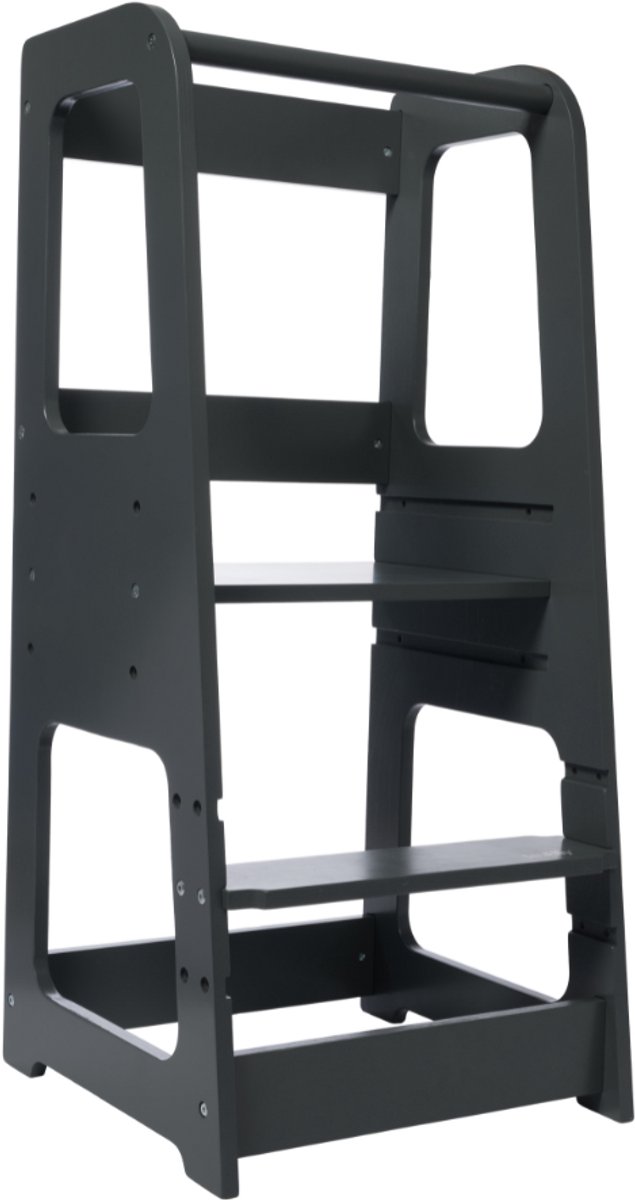 Toadly® Leertoren Sophia - Houten Opstapje voor Kinderen - Verstelbare Keukentoren - Veilig & Duurzaam - Antraciet