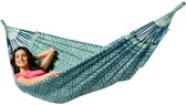 Bol.com Luilak 1 persoons hangmat - 100% Katoen - 300x140cm - 120kg draagkracht - binnen & buiten - Groen aanbieding