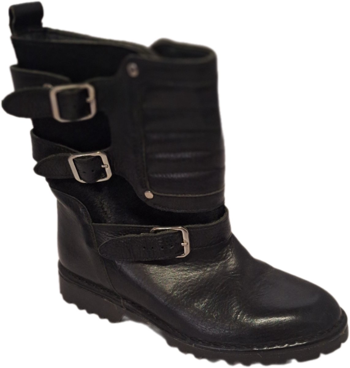 SF-MOTORBIKE-LEER-RIEMPJES MET GESP-BLACK-36