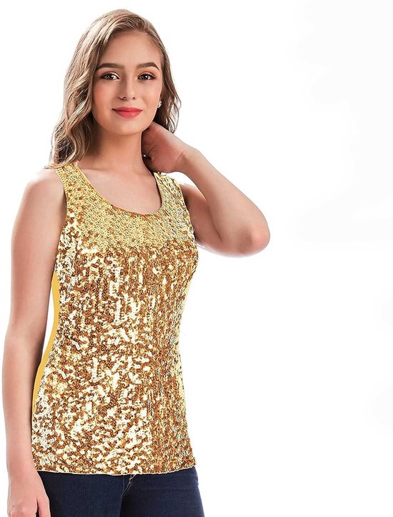 Chemise à Glitter Goud pour femme - Paillettes - Shine - Chemise - Fête - Paillettes - Haut