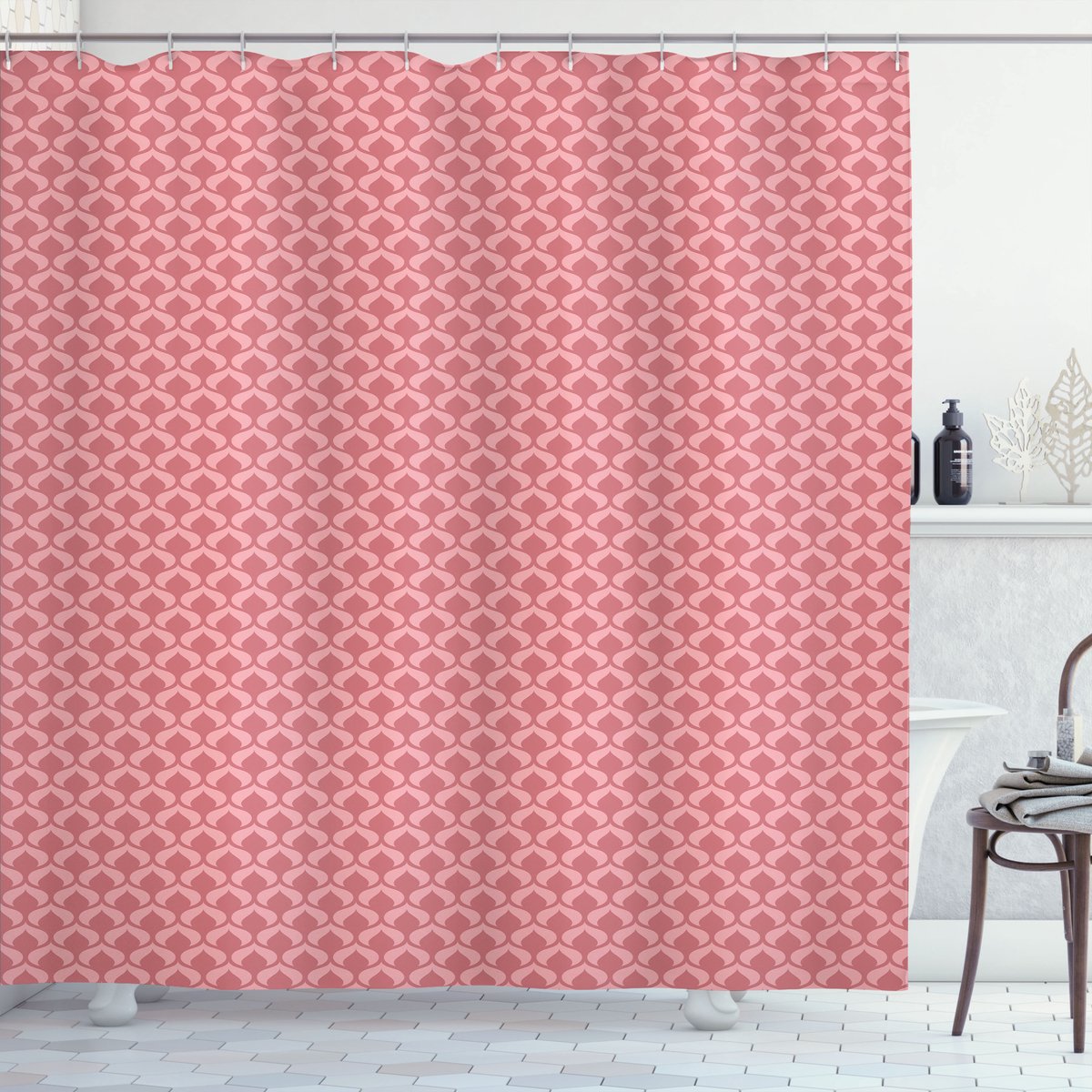 New Bed, Abstract Simpel en Ornamentaal, Douchegordijn Badkamer Decor Set met Haakjes, 175 cm B 180 cm L