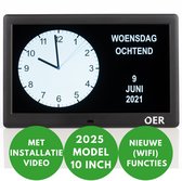 OER Dementieklok - Groot Scherm (10 Inch) - Kalenderklok voor Senioren - Automatische Wissel Zomer en Wintertijd - Digitaal & Analoog - Schrijf Eigen Meldingen/Alarmen - Extra Wifi Functies - Zwart