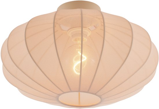 QAZQA bida - Design Plafondlamp met kap - 1 lichts - Ø 42 cm - Beige - Woonkamer | Slaapkamer | Keuken