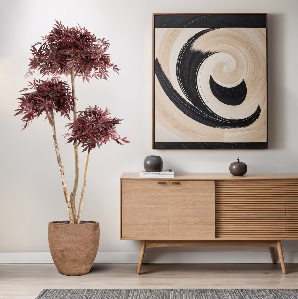 maxifleur Kunstplanten Japanse Kunst Acer Bonsai Deluxe 180cm Burgundy Rood