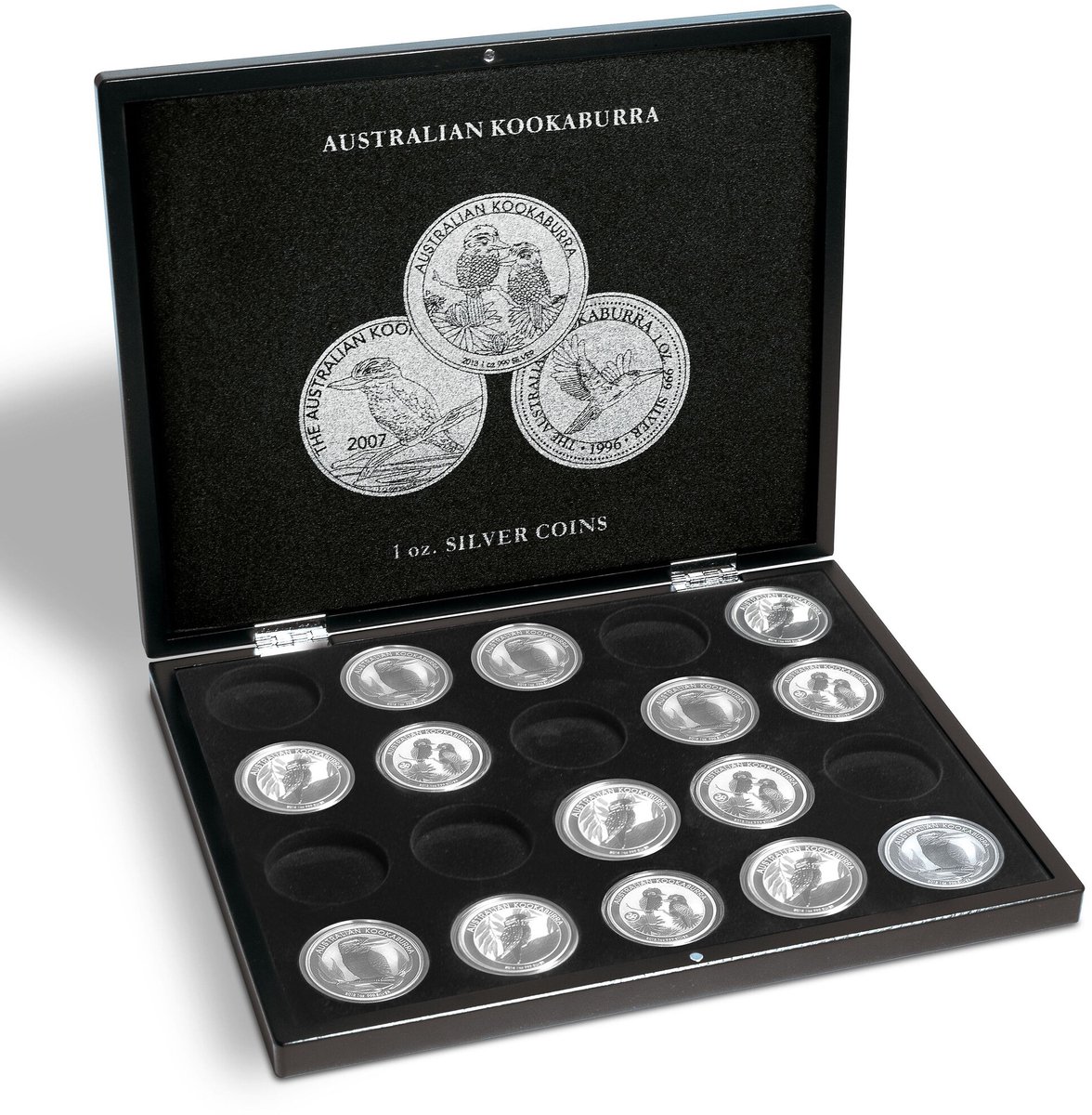 Presentatie cassette, Volterra Uno - voor Munten - Austalian Kookaburra, 1 oz Silver in capsules (20 st.