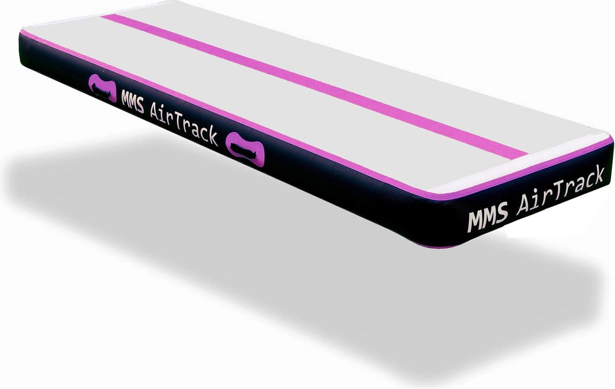 MMS AirTrack Plus Turnmat – 500x100x20 cm– Professionele Opblaasbare Gymmat – Incl. Pomp & Draagtas –Roze