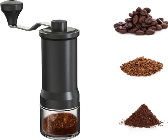 VDN Pro Handmatige Koffiemolen – Bonenmaler Met Stalen Schijven | 6 Standen + Deksel