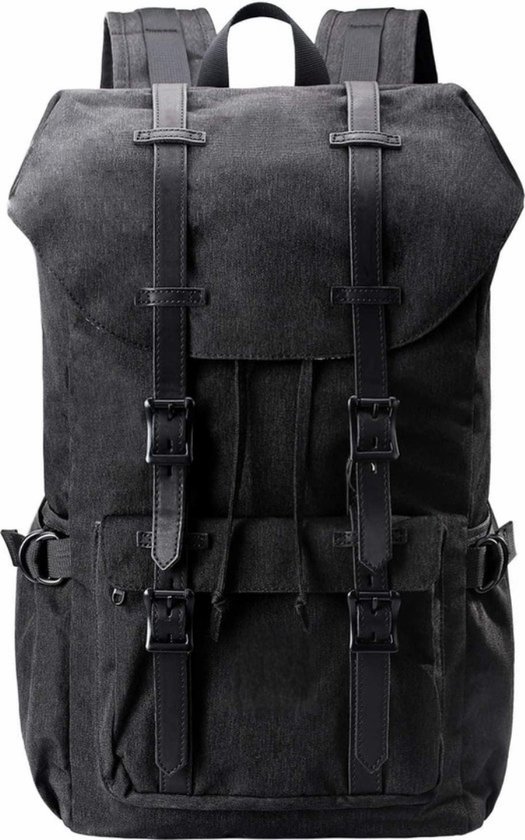 Outdoor Canvas Rugzak, Waterdicht Reizen Wandelen Kamperen Rugzak Tas, Grote Casual Dagrugzak, College School Rugtas, Schoudertas voor 15" Laptop Tablets